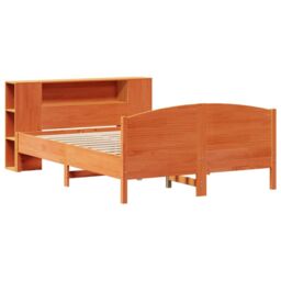 Berkfield Home Bookcase Bed without Mattress Wax Brown 135x190cm Solid Wood Pine - Size: 135x190 cm - thumbnail 3