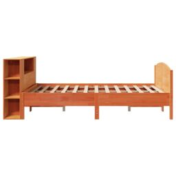 Berkfield Home Bookcase Bed without Mattress Wax Brown 135x190cm Solid Wood Pine - Size: 135x190 cm - thumbnail 5