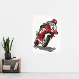 "Artery8 Abstract Superbike Motorcycle Race Sport Painting Wall Art Print in Red - Size: W12"" x H16""" - thumbnail 4