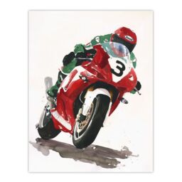 "Artery8 Abstract Superbike Motorcycle Race Sport Painting Wall Art Print in Red - Size: W12"" x H16""" - thumbnail 1