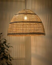 Dibor Traditional Seagrass Stripe Easy Fit Decor Ceiling Shade H41 x D60cm in Beige