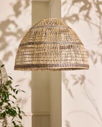 Dibor Traditional Seagrass Stripe Easy Fit Decor Ceiling Shade H41 x D60cm in Beige - thumbnail 2