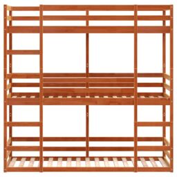 Berkfield Home Triple Bunk Bed without Mattress Wax Brown 75x190 cm Small Single Solid Wood Pine - thumbnail 5