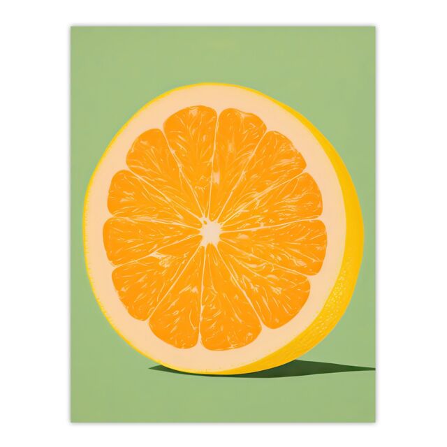 "Artery8 Wall Art Print Sliced Orange on Green Pastel Duotone Colour Block Fruit Kitchen Artwork Poster - Size: W18"" x H24""" - image 1