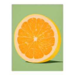 "Artery8 Wall Art Print Sliced Orange on Green Pastel Duotone Colour Block Fruit Kitchen Artwork Poster - Size: W18"" x H24""" - thumbnail 1