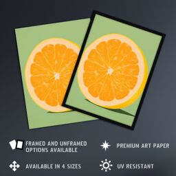 "Artery8 Wall Art Print Sliced Orange on Green Pastel Duotone Colour Block Fruit Kitchen Artwork Poster - Size: W18"" x H24""" - thumbnail 2