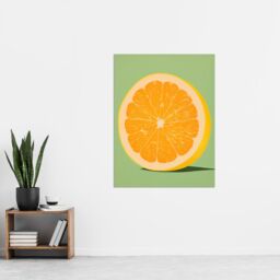 "Artery8 Wall Art Print Sliced Orange on Green Pastel Duotone Colour Block Fruit Kitchen Artwork Poster - Size: W18"" x H24""" - thumbnail 4