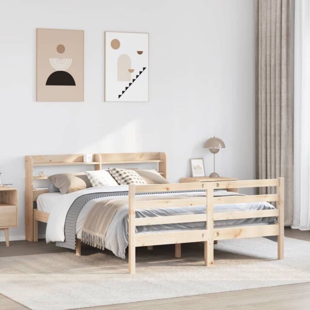 Berkfield Home Bed Frame with Headboard without Mattress 135x190 cm Double in Brown - image 1