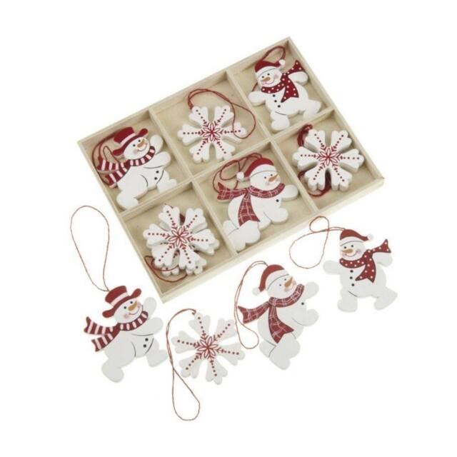Garden Greatness Wooden Snowflake Snowman Hanging Decoration - Size: 1 Pack