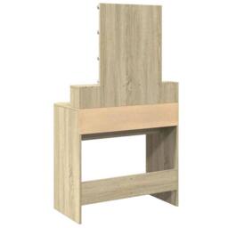 Berkfield Home Dressing Table with LED Sonoma Oak 80x41x144.5 cm in Light Oak - thumbnail 7
