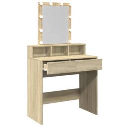 Berkfield Home Dressing Table with LED Sonoma Oak 80x41x144.5 cm in Light Oak - thumbnail 8