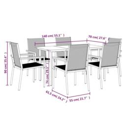 Berkfield Home 7 Piece Garden Dining Set Black Textilene & Steel - thumbnail 9