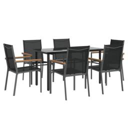 Berkfield Home 7 Piece Garden Dining Set Black Textilene & Steel - thumbnail 3