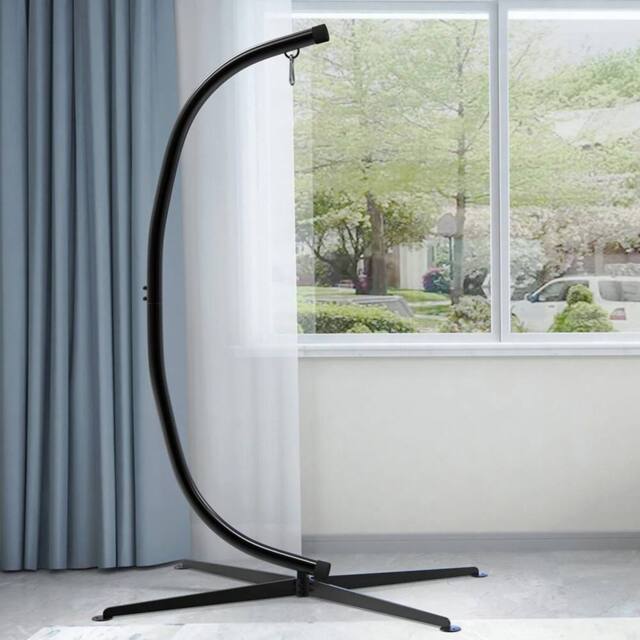 Havendro XXL Metal Hammock C-Stand for Egg Chair in Black - image 1