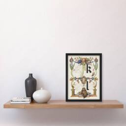 "Artery8 Pictorial Letter Guide K & l Calligraphy Framed Wall Art Print in White - Size: W12"" x H16""" - thumbnail 4