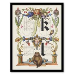 "Artery8 Pictorial Letter Guide K & l Calligraphy Framed Wall Art Print in White - Size: W12"" x H16""" - thumbnail 1