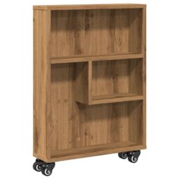Berkfield Home Narrow Storage Trolley Artisian Oak 48x13x68 cm Engineered Wood in Brown - Size: 48 x 13 x 68 cm - thumbnail 2