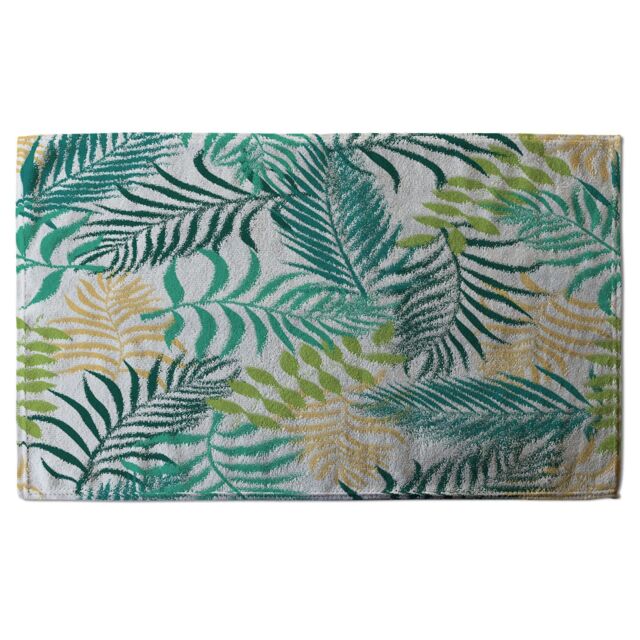 Benjamin Tate Design Tropical palm leaves Designer Bath Towel in Yellow - image 1