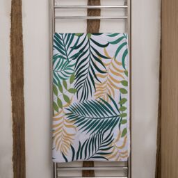 Benjamin Tate Design Tropical palm leaves Designer Bath Towel in Yellow - thumbnail 2