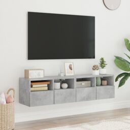 Berkfield Home TV Wall Cabinets 2 pcs Concrete Grey 60x30x30 cm Engineered Wood - Size: 60 x 30 x 30 cm - thumbnail 3