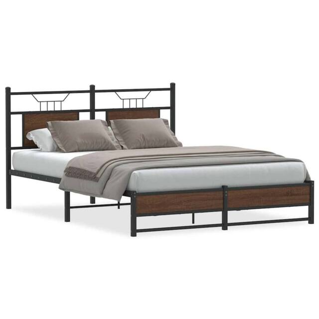 Berkfield Home Bed Frame without Mattress Brown Oak 137x190 cm Engineered Wood - image 1