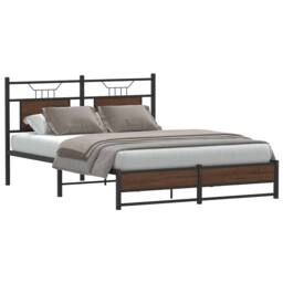Berkfield Home Bed Frame without Mattress Brown Oak 137x190 cm Engineered Wood - thumbnail 2