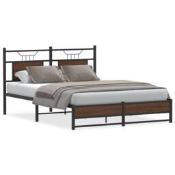 Berkfield Home Bed Frame without Mattress Brown Oak 137x190 cm Engineered Wood - thumbnail 1