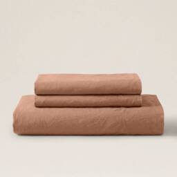 Bedable 100% Cotton Duvet Cover Set - Percale Cooling Sheets in Brown - Size: Double - thumbnail 2