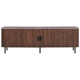 "Wyld and Coco TV Stand Dark Brown Black Metal Legs Sliding Doors Fits Up to 70""" - thumbnail 4