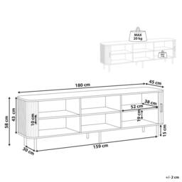 "Wyld and Coco TV Stand Dark Brown Black Metal Legs Sliding Doors Fits Up to 70""" - thumbnail 3
