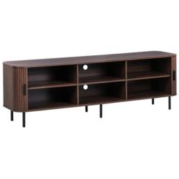 "Wyld and Coco TV Stand Dark Brown Black Metal Legs Sliding Doors Fits Up to 70""" - thumbnail 5