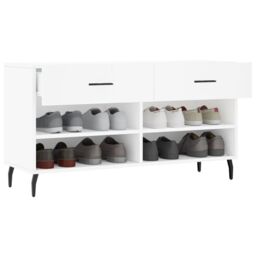 Berkfield Home Shoe Bench White 102x35x55 cm Engineered Wood - Size: 102 x 35 x 55 cm - thumbnail 4