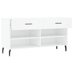 Berkfield Home Shoe Bench White 102x35x55 cm Engineered Wood - Size: 102 x 35 x 55 cm - thumbnail 5