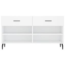 Berkfield Home Shoe Bench White 102x35x55 cm Engineered Wood - Size: 102 x 35 x 55 cm - thumbnail 6