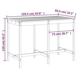 Berkfield Home Garden Table Grey 159.5x82.5x110 cm Solid Wood Pine - thumbnail 7