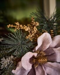 Dibor Magnolia Blush Festive Xmas Decor Front Door Christmas Wreath 55cm in Pink - thumbnail 2