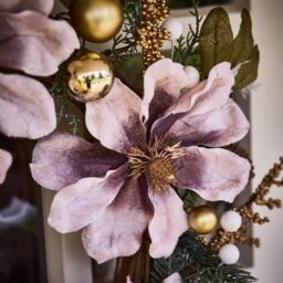 Dibor Magnolia Blush Festive Xmas Decor Front Door Christmas Wreath 55cm in Pink - thumbnail 5