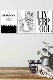 ARTZE LIVERPOOL Skyline Street Map City Prints Framed Wall Art - Medium in White - Size: W45 cm x H62 cm x D20mm - thumbnail 1