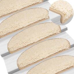 Berkfield Home Carpet Stair Treads 15 pcs Cream 65x21x4 cm - Size: Medium - thumbnail 2