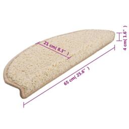 Berkfield Home Carpet Stair Treads 15 pcs Cream 65x21x4 cm - Size: Medium - thumbnail 9