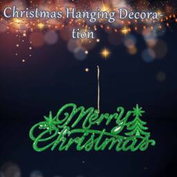 VFM e-Store Christmas Merry Christmas Hanging Decoration 14cm x 20cm Green X 1 - Size: 14 cm x 20 cm - thumbnail 3