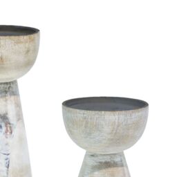 Ivyline Padstow White Wash Wooden Candle Holders 2 Pack - Matching Lanterns & Plates Available - Made of premium quality wood - thumbnail 3