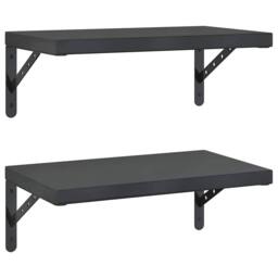 Berkfield Home Wall Shelves 2 pcs 50x30 cm Black Stainless Steel - thumbnail 2