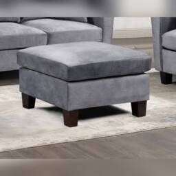 Comfy Living Ltd Brushed Velvet Footstool in Light Grey - thumbnail 2