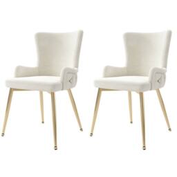 Matteo Beige Velvet Dining Chairs - Gold Metal Legs (Set of 2) - thumbnail 9