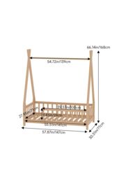 Living and Home Pine Wood House Bed Frame in Brown - thumbnail 6