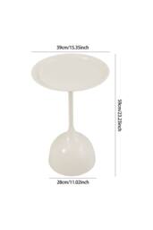 Living and Home Modern Small Round Metal Side Table in Cream - thumbnail 4