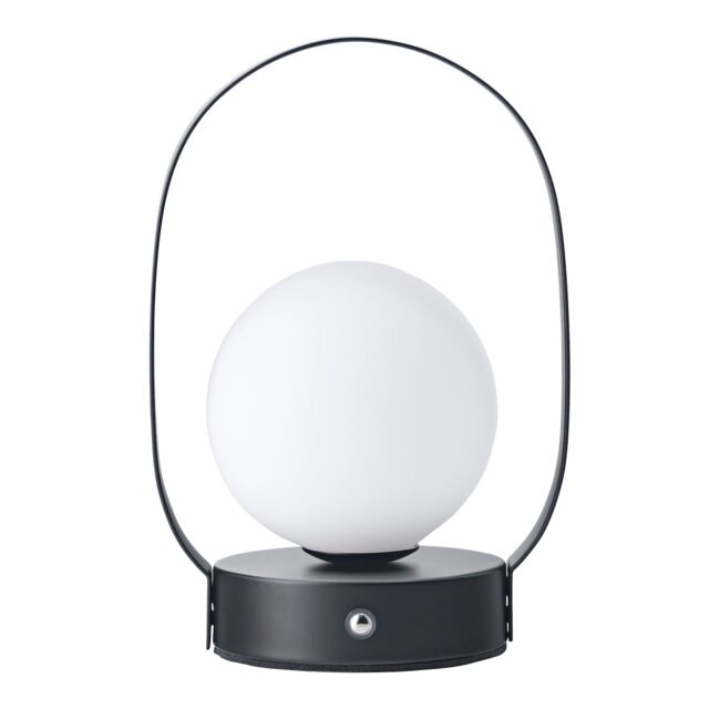 Happy Homewares Matt Black Rechargeable Touch Dimmable Lantern Table Lamp with Frosted Shade - image 1