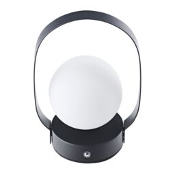 Happy Homewares Matt Black Rechargeable Touch Dimmable Lantern Table Lamp with Frosted Shade - thumbnail 3