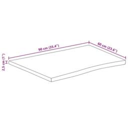 Berkfield Home Table Top 90x60x2.5 cm Live Edge Solid Wood Mango in Brown - thumbnail 9